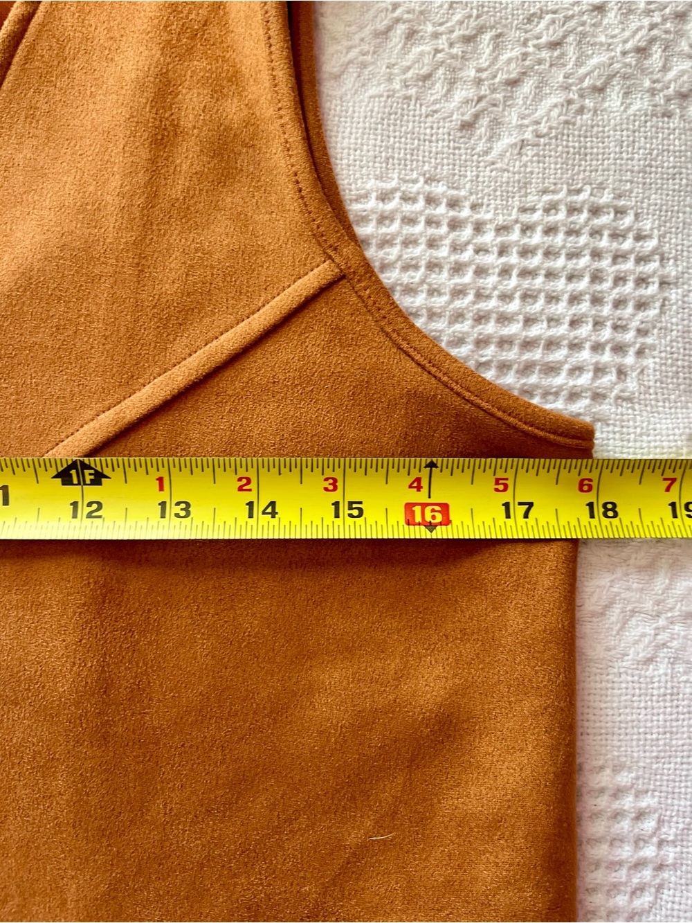 NWOT Brown Fringe Pseudo Suede Vest Vegan Suede for Halloween Costumes etc. - Picture 5 of 7